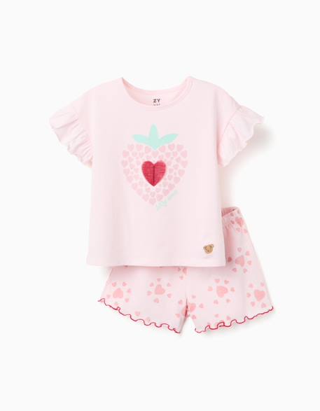 Fille-Pyjama à manches courtes en coton avec imprimés cœur