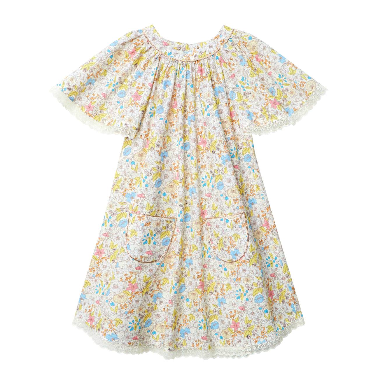 Robe Crmonie Fleurie Manches Papillon Butterfly Jaune Pale 29 €