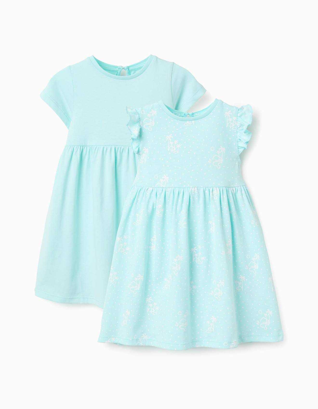 Lot De 2 Robes Manches Courtes Uniesimprimes Bleu Clair 15$