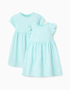 Bébé-Robe, jupe-Lot de 2 robes à manches courtes unies/imprimées