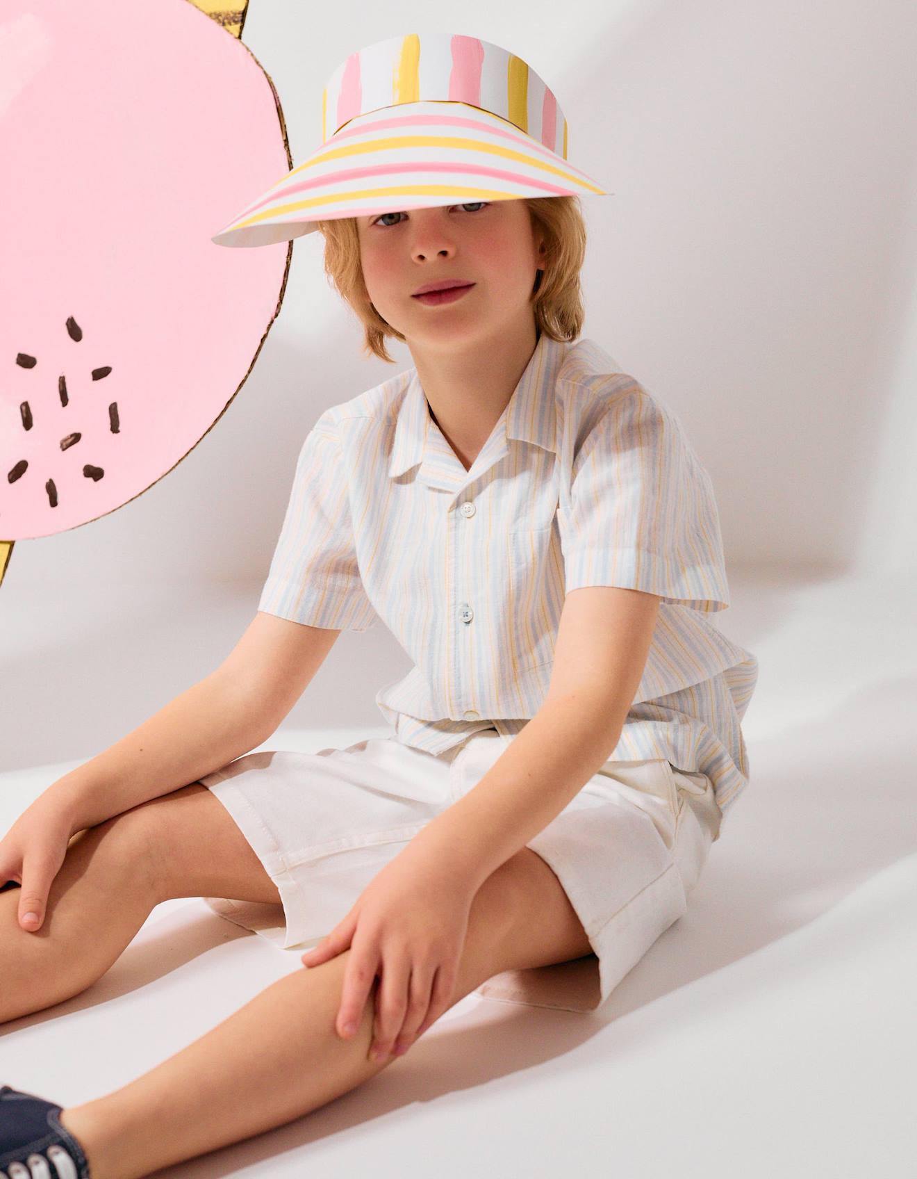 Chemise À Manches Courtes En Coton À Rayures B&s Bleu Clair