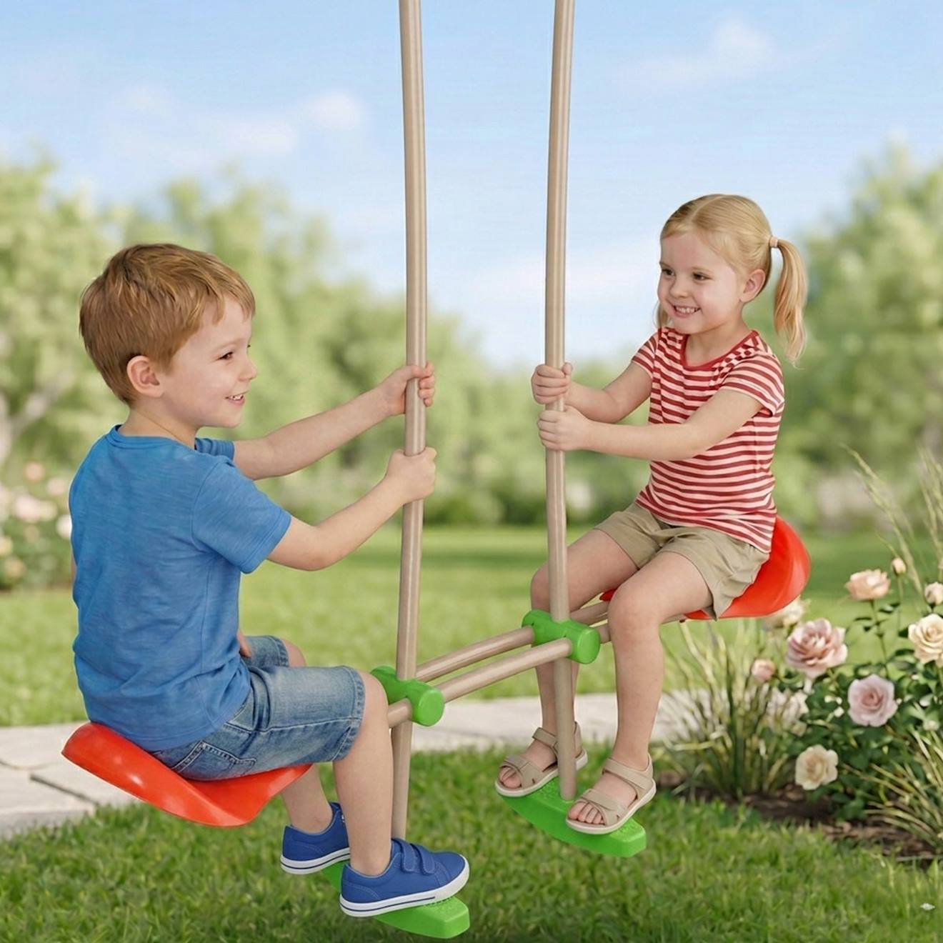 Face À Face Pour Portique Balançoire Métal 2,30 M Pour Enfants Orange