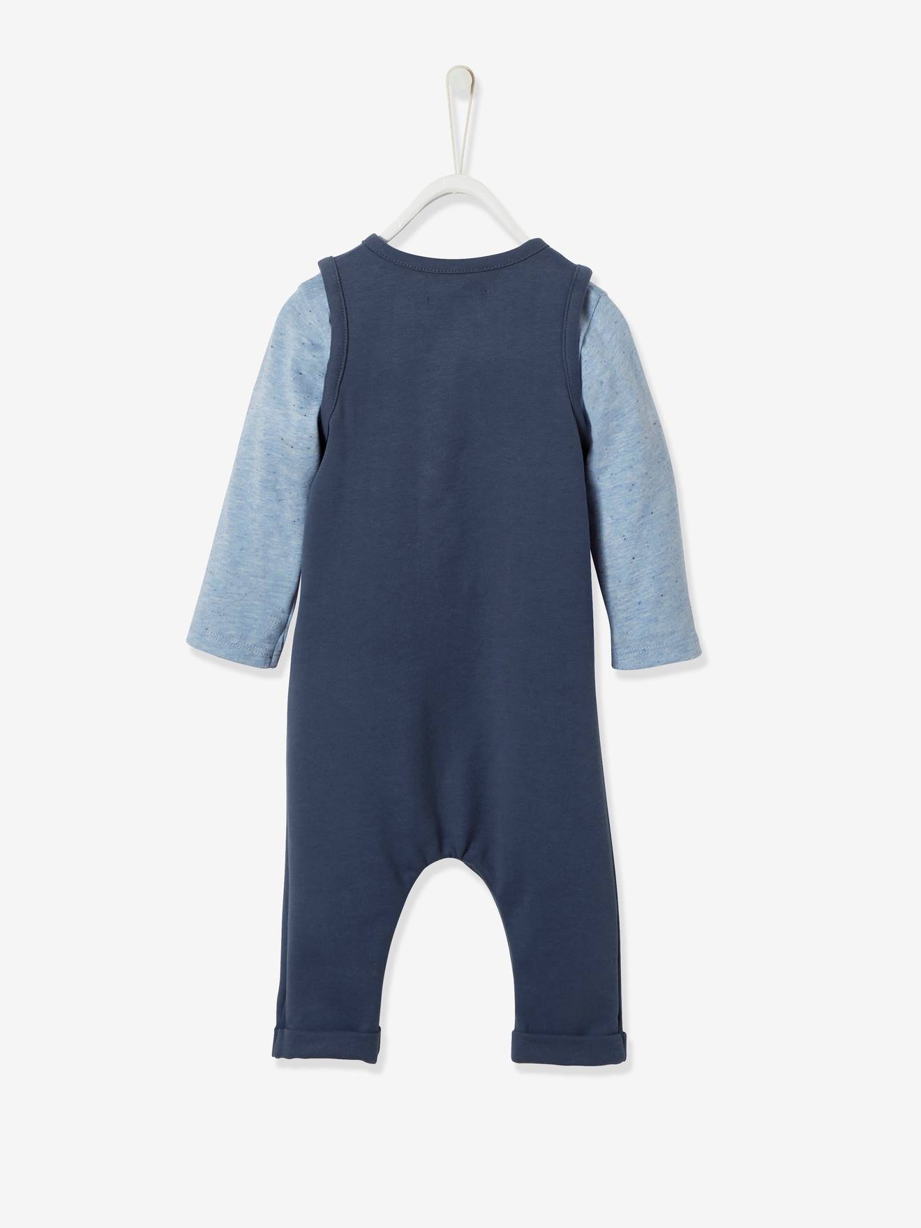 Ensemble Combinaison Molleton Et T Shirt Bebe Garcon Oeko Tex Bleu Jean Vertbaudet