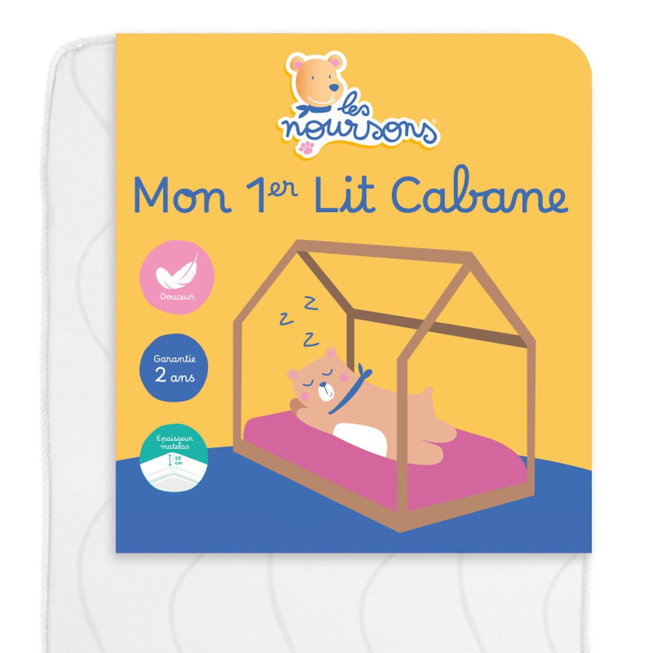 Matelas Enfant / Bébé 80x160 Cm - Idéal Pour Lit Cabane / Lit Gigogne - Réversible - Oeko Tex Blanc (Les Noursons) - Couverture