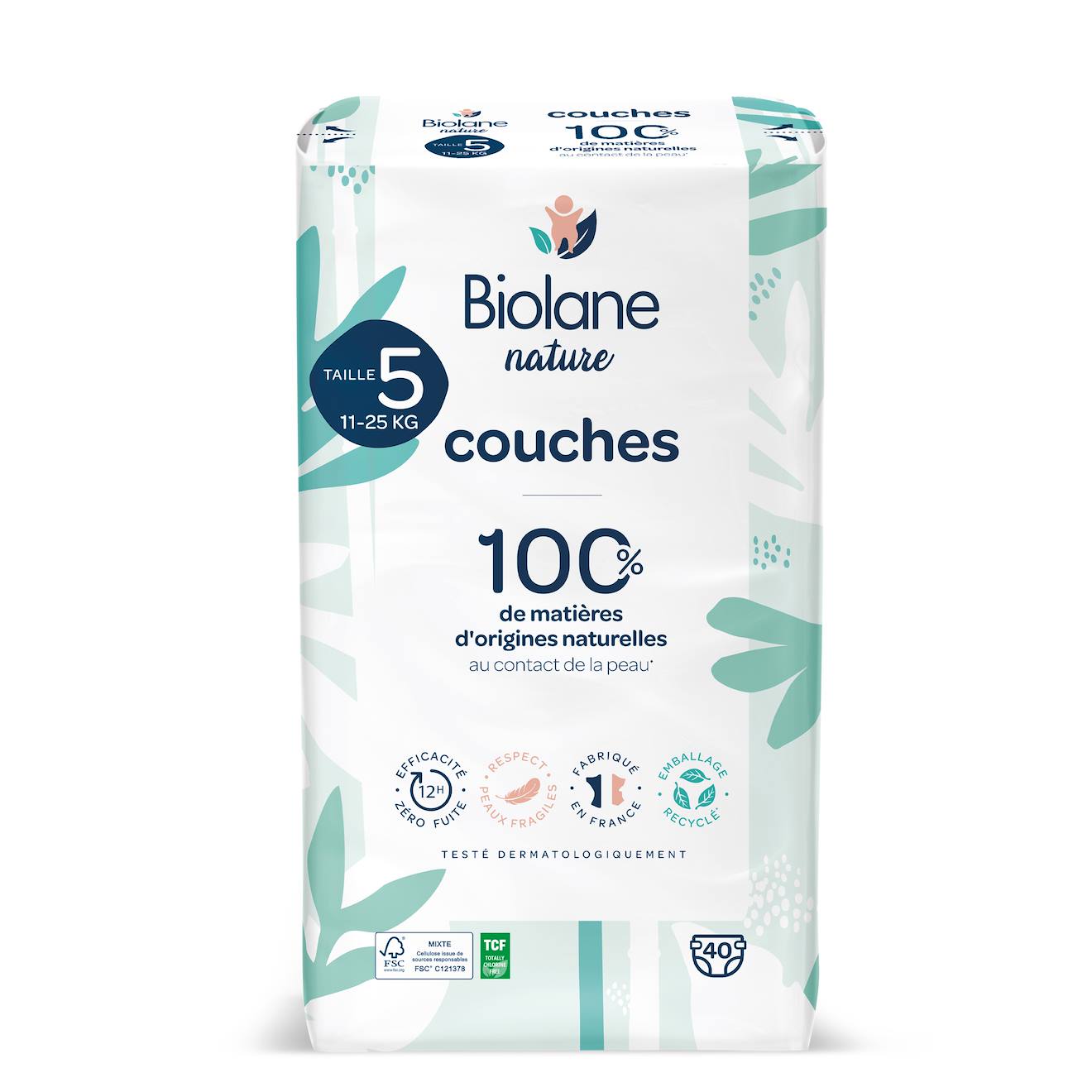 Couches Écologiques Taille 5 (11 À 25 Kg) - 40 Couches Multicolore