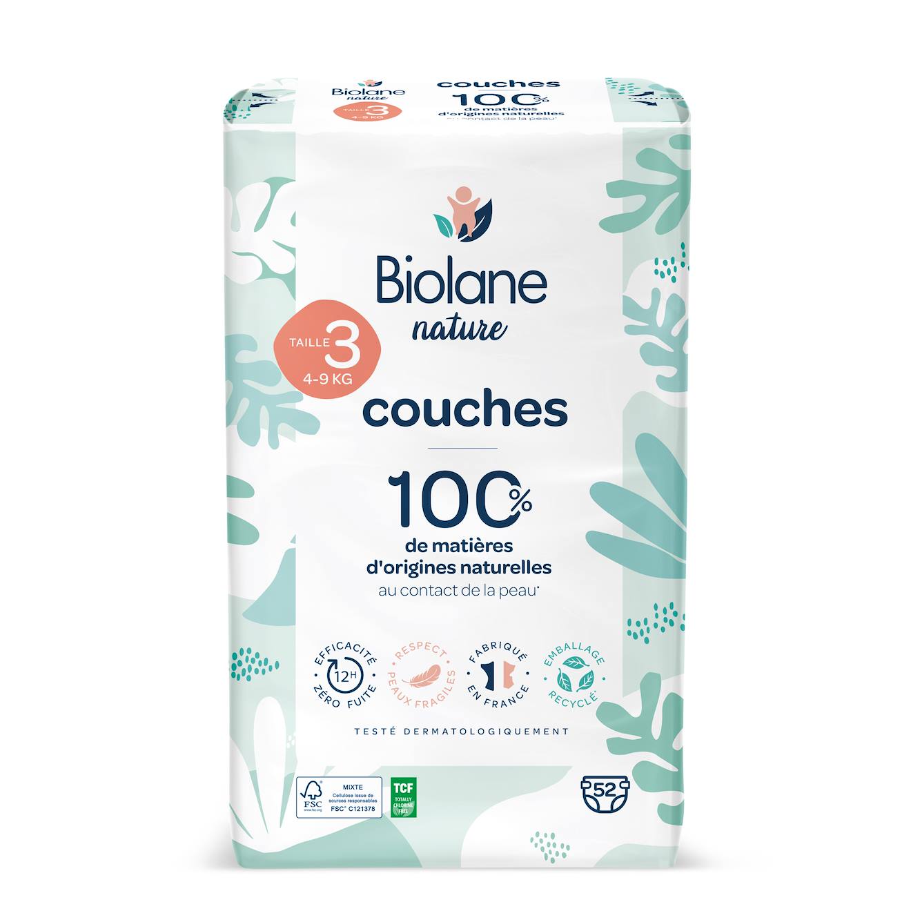 Couches Écologiques Taille 3 (4 À 9 Kg) – 52 Couches Multicolore