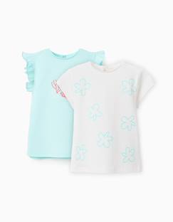 -Lot de 2 t-shirts en coton avec imprimé palmiers