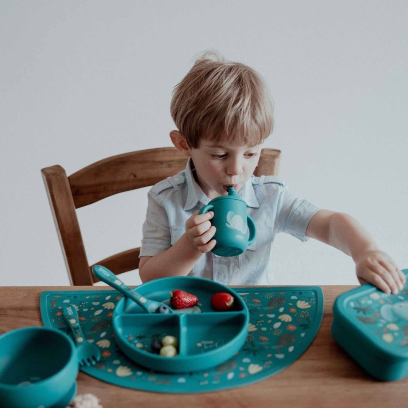 Assiette En Silicone Chewy L'éléphant Bleu (Sassi) - Image 2