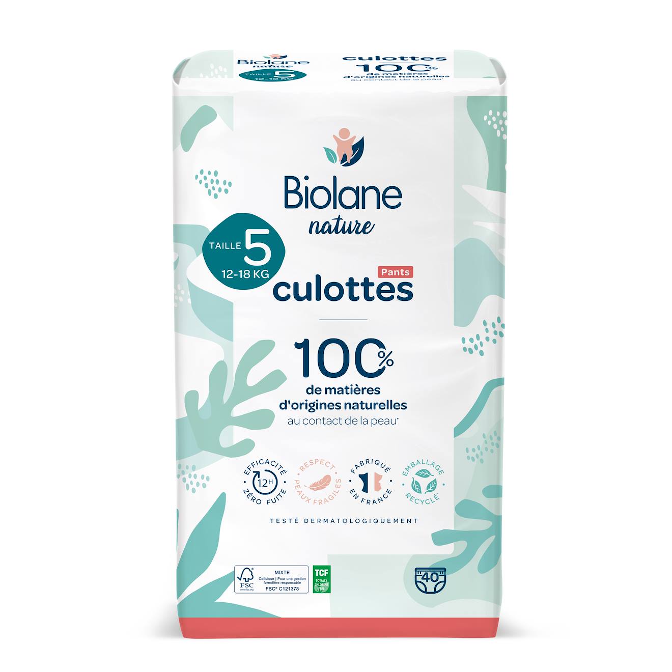 Couches-culottes Écologiques Taille 5 (12 À 18 Kg) - 40 Couches Multicolore