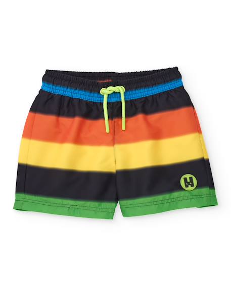 Garçon-Maillot de bain-Short de bain garçon en tissu tissé avec rayures multicolores