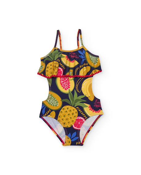 Maillot de bain fille en maille avec volant frontal  - vertbaudet enfant
