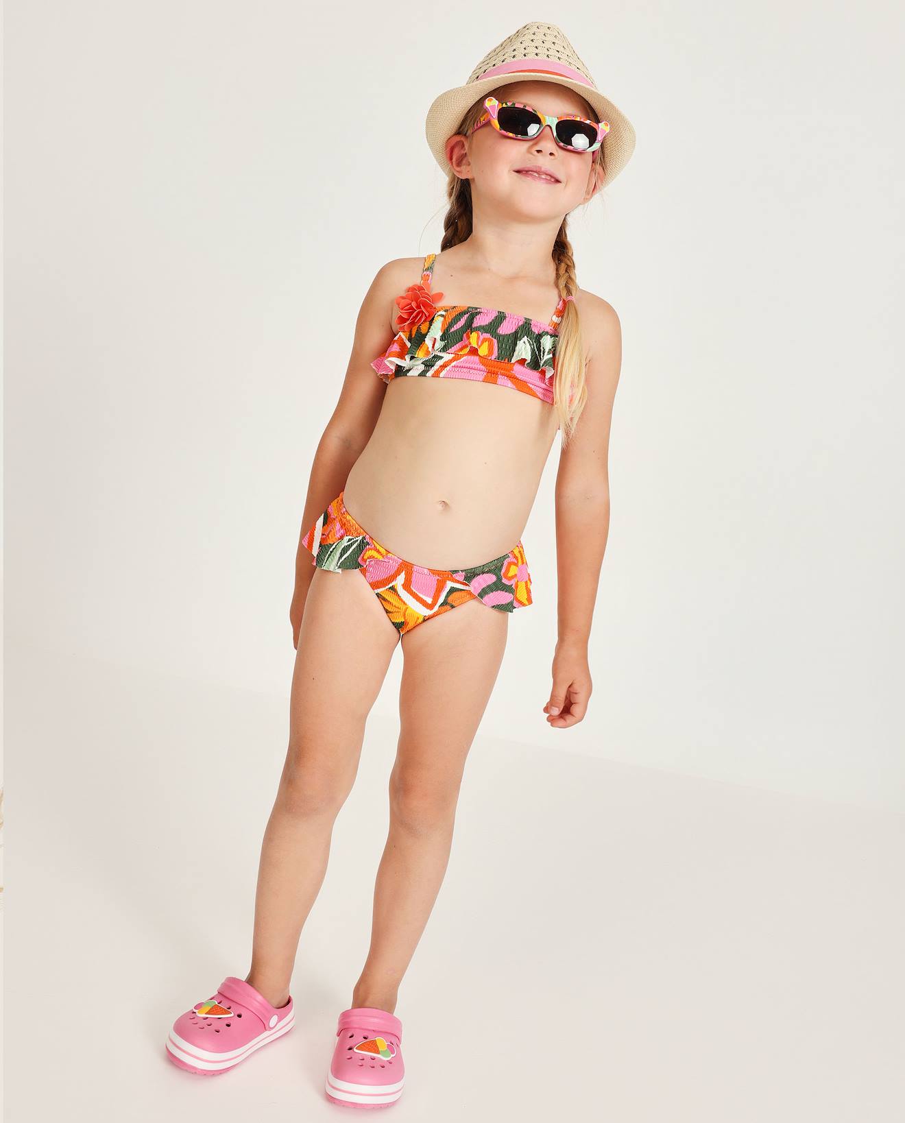 Bikini Fille En Maille Avec Dtail Floral En Relief Orange 22 €