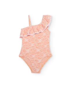-Maillot de bain fille en maille au design asymétrique