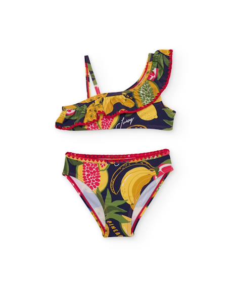 Bikini fille en maille avec volant à l’encolure  - vertbaudet enfant