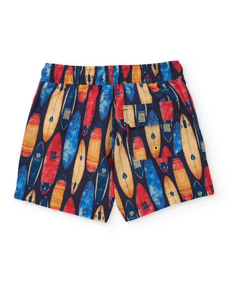 Short de bain garçon en tissu tissé avec planches de surf Bleu 2 - vertbaudet enfant 