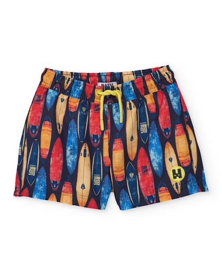 Short de bain garçon en tissu tissé avec planches de surf Bleu 1 - vertbaudet enfant 