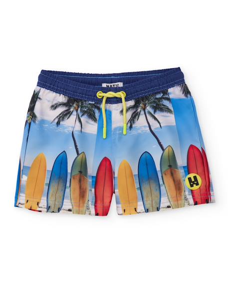 Short de bain garçon en tissu tissé avec planches de surf  - vertbaudet enfant