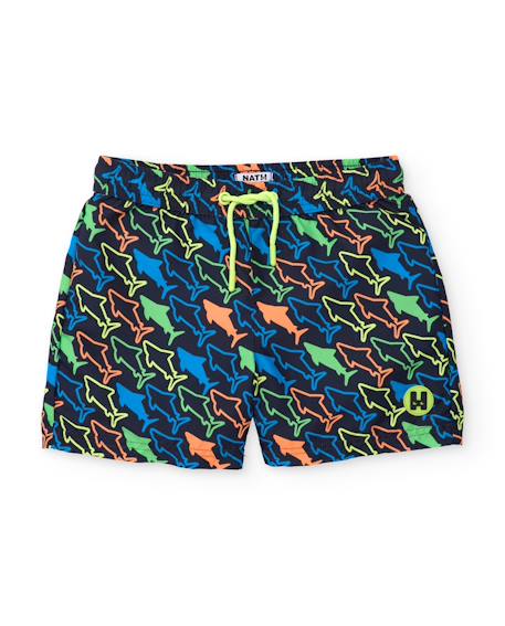 Maillot de bain pour garçon en tissu chaîne et trame avec imprimé requins  - vertbaudet enfant