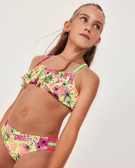 Fille-Bikini fille en maille avec volant sur le top