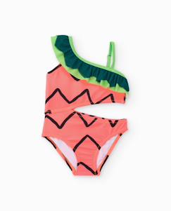 -Maillot de bain fille en maille avec volant asymétrique