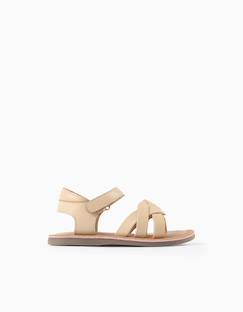 Chaussures-Chaussures bébé 17-26-Marche fille 19-26-Sandales en cuir avec brides tressées et maintien du talon