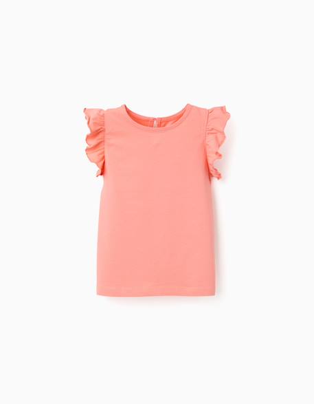 Fille-T-shirt, sous-pull-T-shirt-T-shirt avec manches à volants et col rond