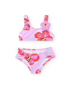 -Bikini fille en maille avec application de fleur