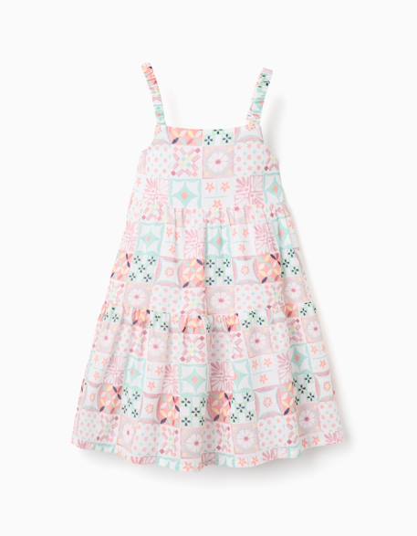 Fille-Robe à bretelles en coton avec motif mosaïque