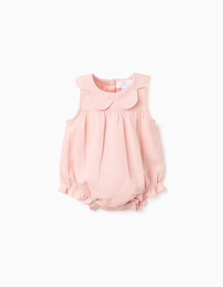 Bébé-Barboteuse en coton et lin avec volants b&s