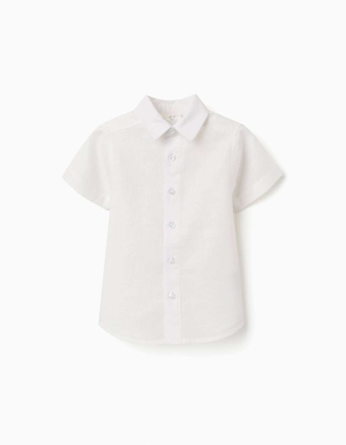 Chemise Manches Courtes En Lin Et Coton Blanc 23 €