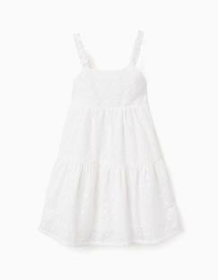 -Robe à bretelles en coton avec broderie anglaise