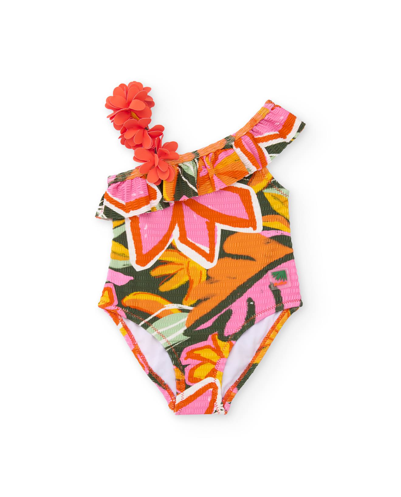 Maillot De Bain Fille En Maille Avec Bretelle Asymtrique Orange 22 €