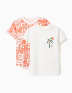 -Lot de 2 t-shirts en coton avec imprimés plage