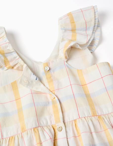 Robe en coton à carreaux avec volants b&s Blanc 4 - vertbaudet enfant 