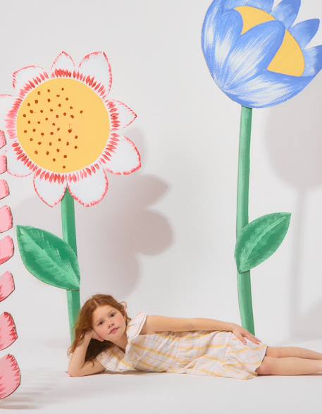 Robe en coton à carreaux avec volants b&s  - vertbaudet enfant