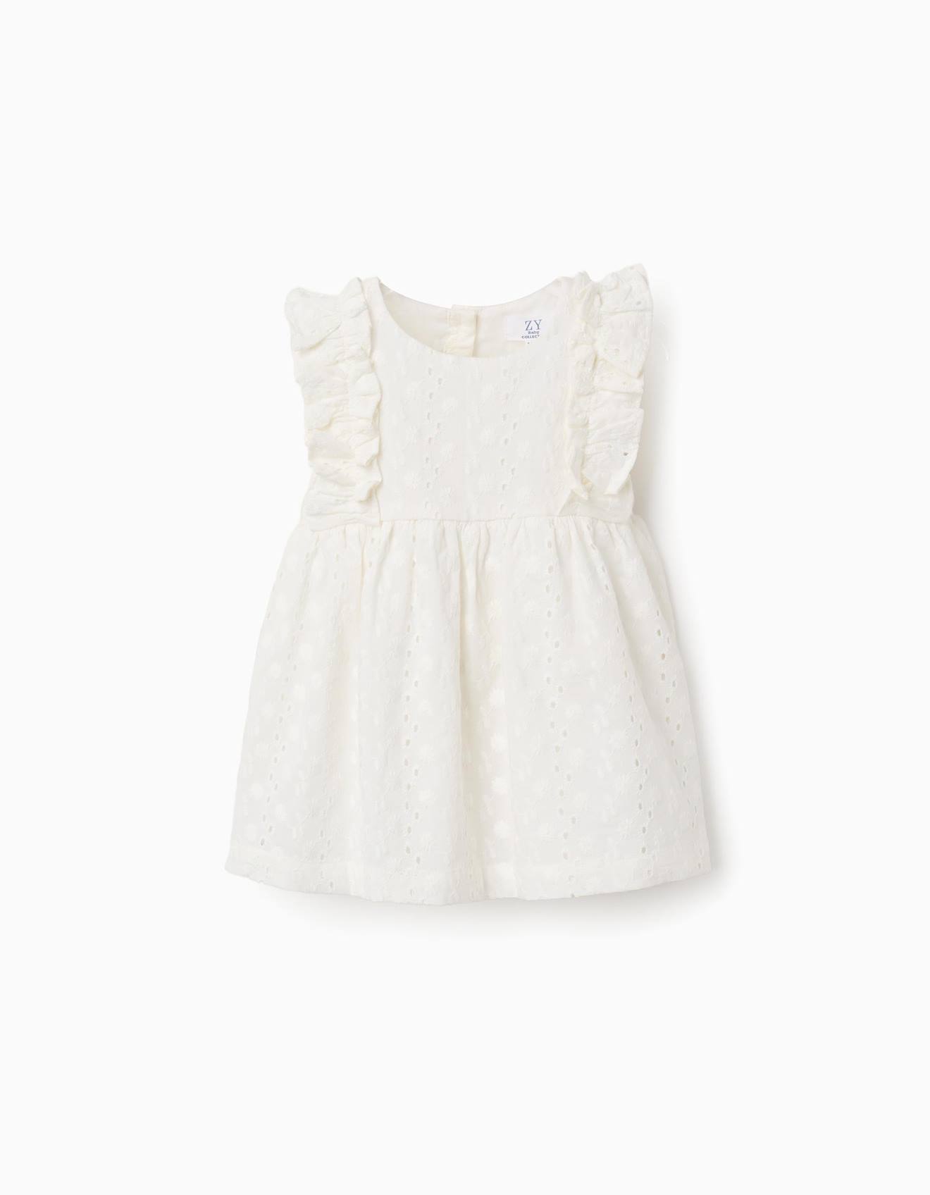 Blouse En Coton Avec Broderie Anglaise Et Volants Blanc 16$