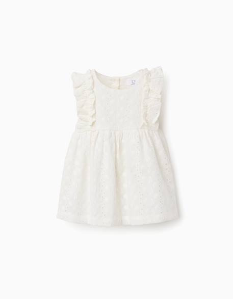 Bébé-Blouse en coton avec broderie anglaise et volants