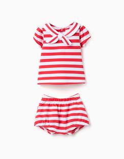 -Ensemble t-shirt + bloomer en coton à rayures