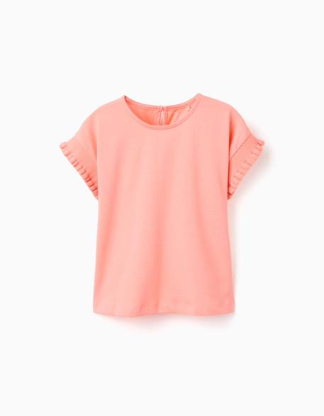 Fille-T-shirt, sous-pull-T-shirt-T-shirt en coton avec manches à volants