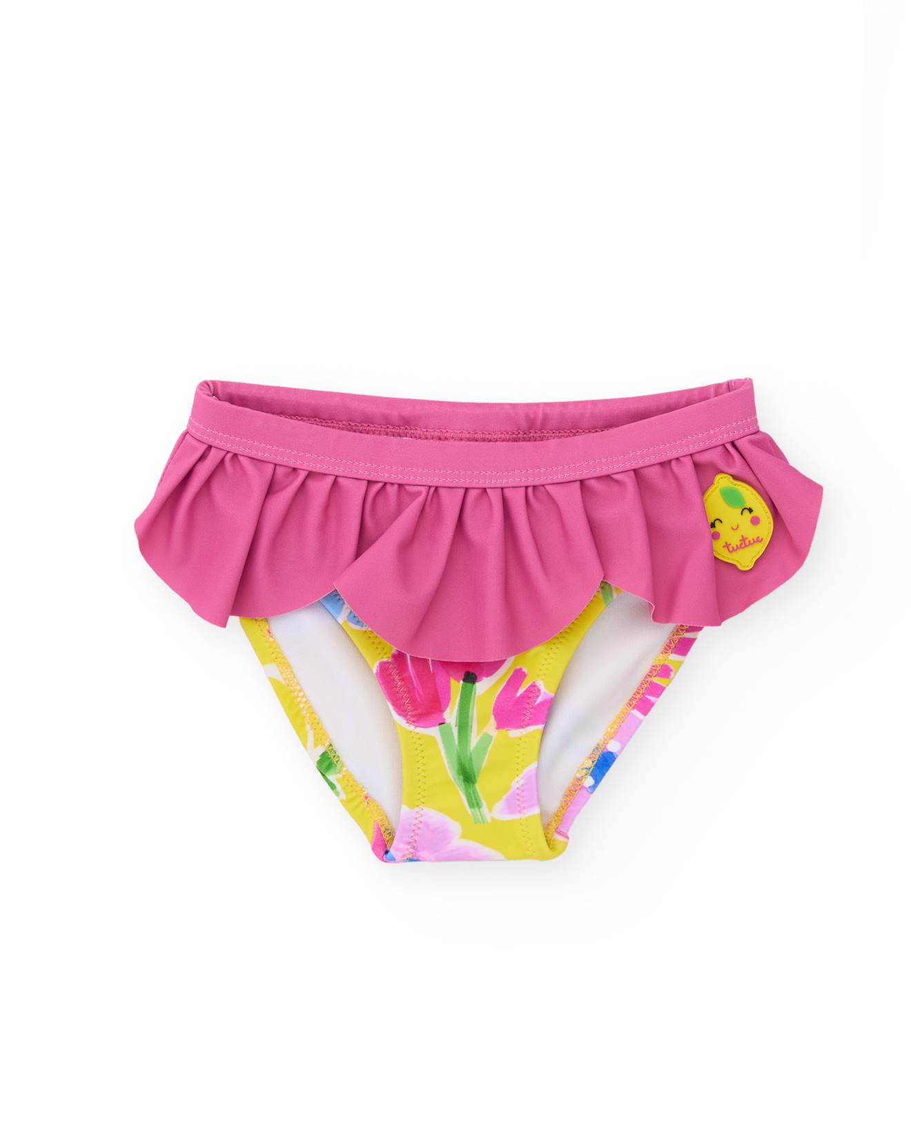 Culotte De Bain Fille Avec Volant Décoratif Jaune