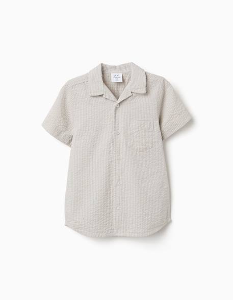 Garçon-Chemise à manches courtes en coton et à rayures