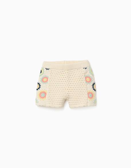 Bébé-Short-Short en coton avec fleurs au crochet