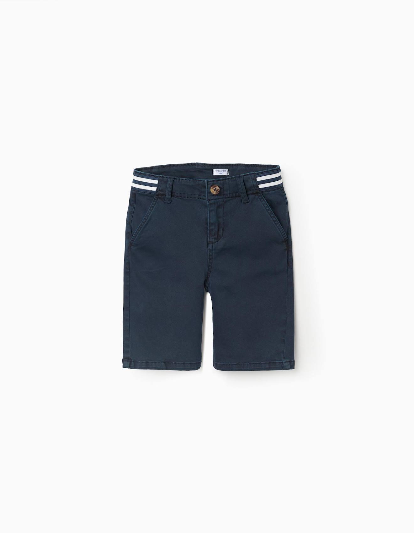 Short Chino En Serg Avec Bande Rayures Bleu Fonc 16 €