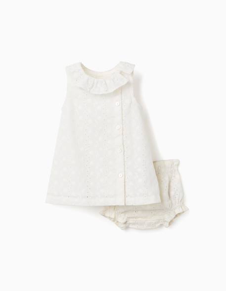 Bébé-Robe sans manches en coton avec broderie anglaise