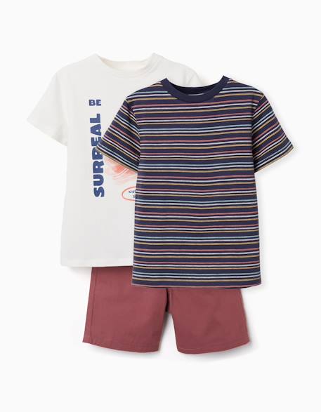 Garçon-Ensemble-Lot de 2 t-shirts et 1 short en coton