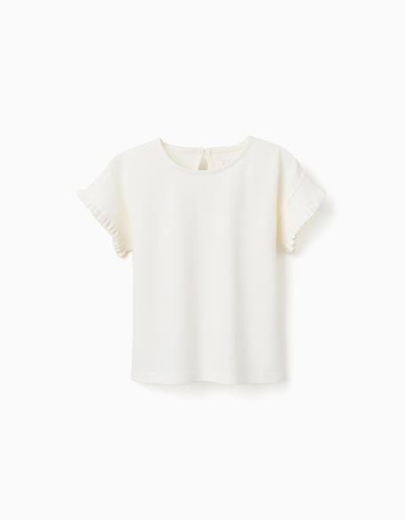Fille-T-shirt, sous-pull-T-shirt-T-shirt en coton avec manches à volants