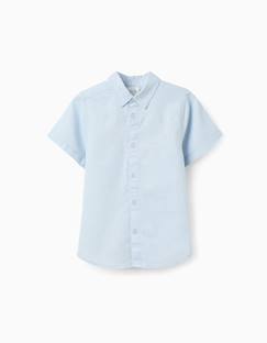 -Chemise à manches courtes en lin et coton