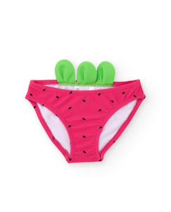 -Bas de bikini fille en maille avec détail de petites feuilles