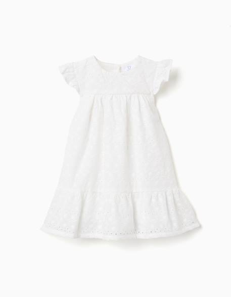 Bébé-Robe en coton avec broderie anglaise et volants