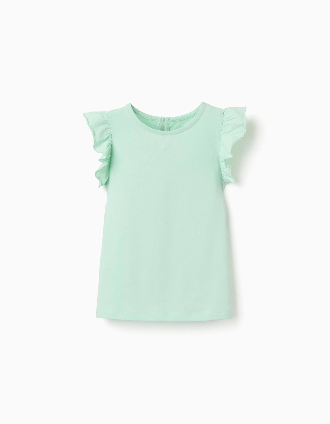 T-shirt Avec Manches Volants Et Col Rond Vert Clair 10 €